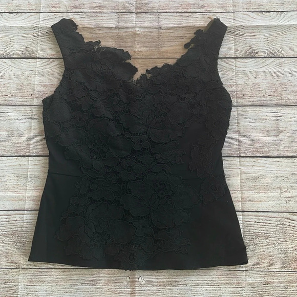 Bailey 44 Taylor top Black lace Illusion neckline Sleeveless Stretch Size M - Picture 2 of 9